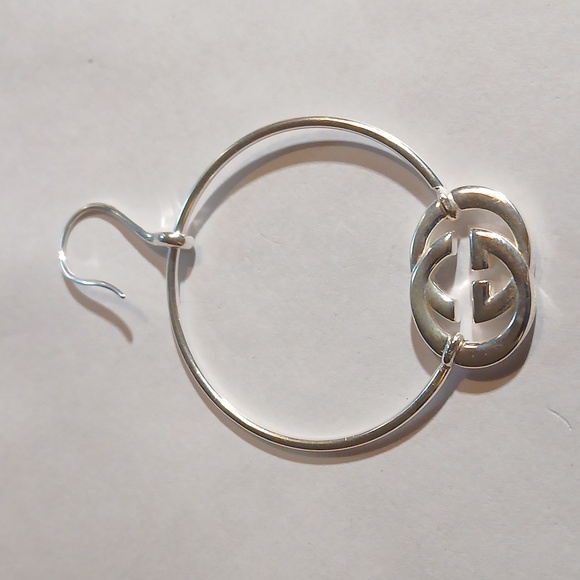 NEW AUTHENTIC GUCCI .925 STERLING SILVER GG LOOP EARRINGS - Picture 3 of 8